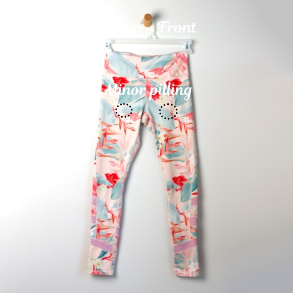 Old Navy Active leggings -  Kids Size 14/ XL - Pink melange with netting detail - Picture 3 of 9